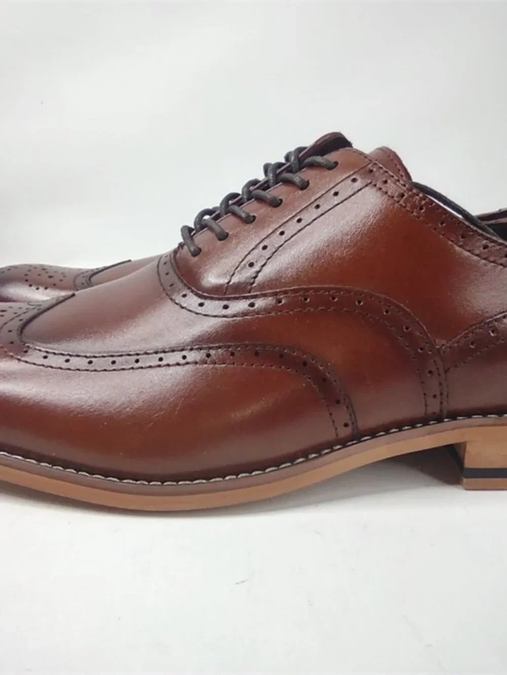 Share *New* Men's Stacy Adams Dunbar Wingtip Cognac Dress Shoes Size 8.5 M